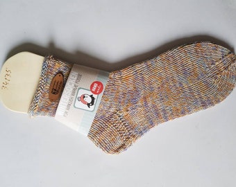 Rollsocken, Strümpfe zum Rollen, Größe 34-36, handgestrickt, Wolle, mehrfarbig, Stricken, warm, leicht, 6fädig, Freizeitsocken, bunt