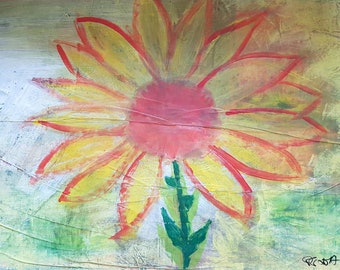 Acrylbild auf Papier „Frühling“, handgemalt, moderne Kunst, Ausdrucksmalerei, Wanddekoration, kreative Darstellung, Blume, DIY, rahmenlos