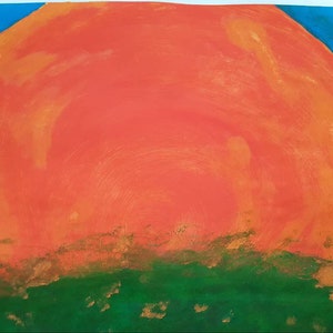 紙に手描きの絵「ハチドリがマングローブの森を飛ぶ」、絵画、現代アート、表現絵画、ユニーク、壁飾り