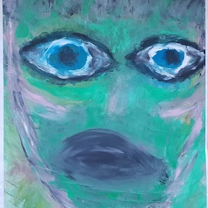 picture "perception and reality", self-painted, expression painting, painted with the fingers, format DIN A 1, colour, creative presentation