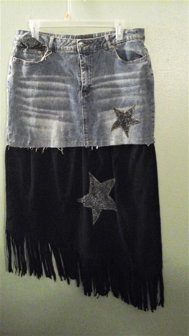 star jean skirt