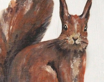 Hand Painted Squirrel Life-Size Wall Decal Drawing Sticker