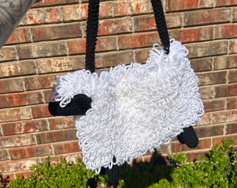 Crochet sheep bag purse, handmade, shoulder bag