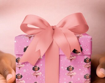 African American Christmas Pink Ballerina Gift Wrap Papers, Black Girl Magic, Kwanzaa, Melanin, African Diaspora, Black Wrapping Paper