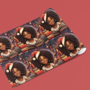 African American Little Girl Christmas Book Gift Wrap Papers, Melanin Magic, Black Family, Kwanzaa, African Diaspora image 8