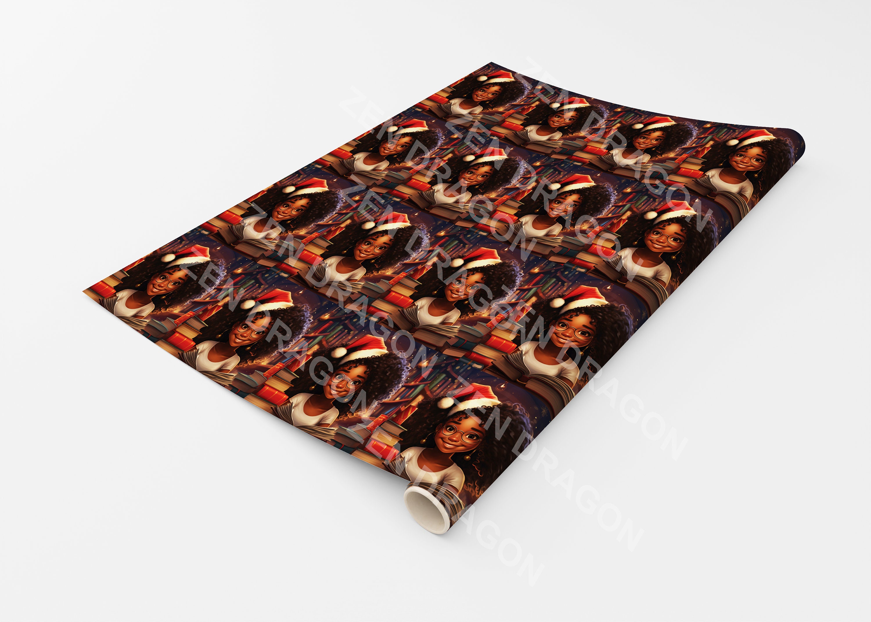 Black Christmas Wrapping Paper, African American Holiday Gift Wrap, Melanin Girl Pride, African