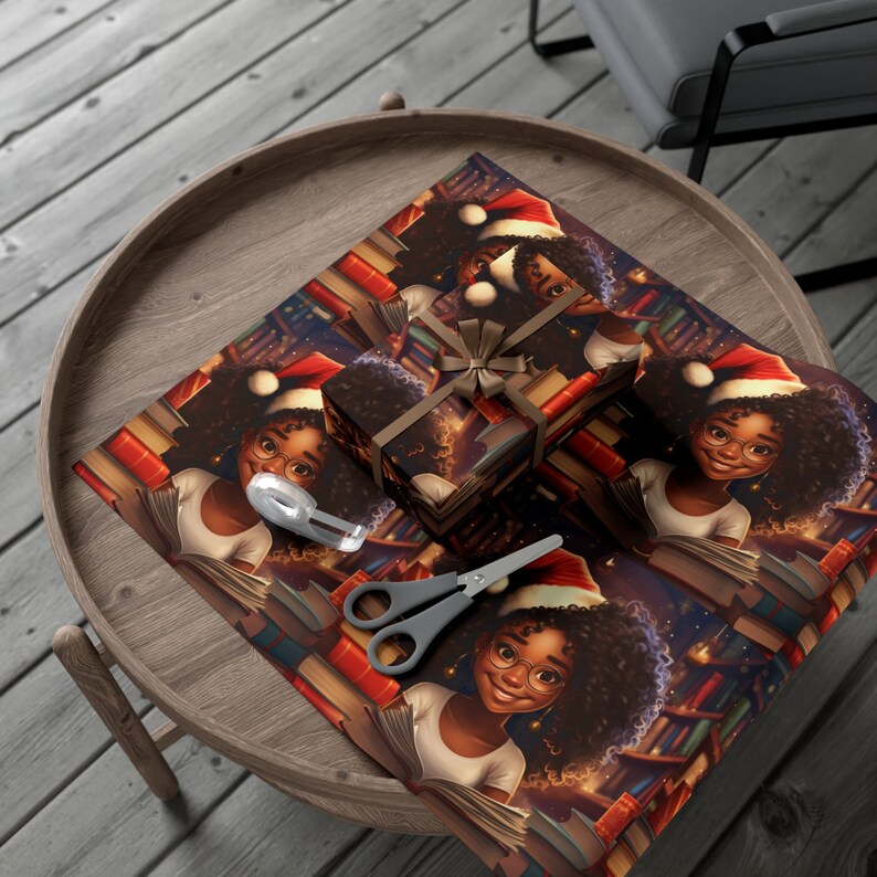 Black Christmas Wrapping Paper, African American Holiday Gift Wrap