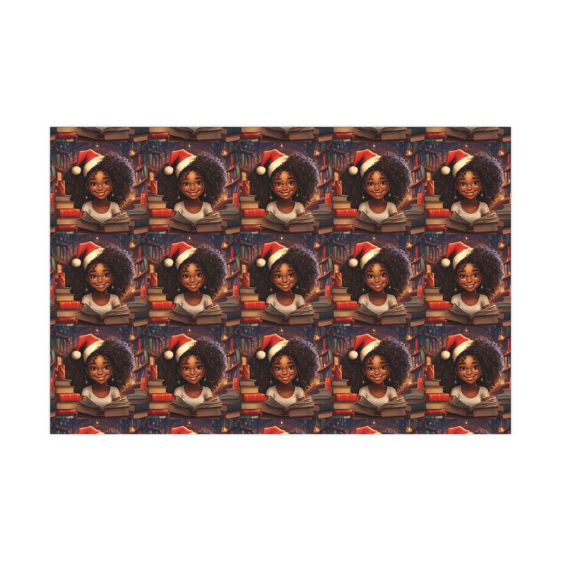 African American Little Girl Christmas Book Gift Wrap Papers, Melanin Magic, Black Family, Kwanzaa, African Diaspora image 6