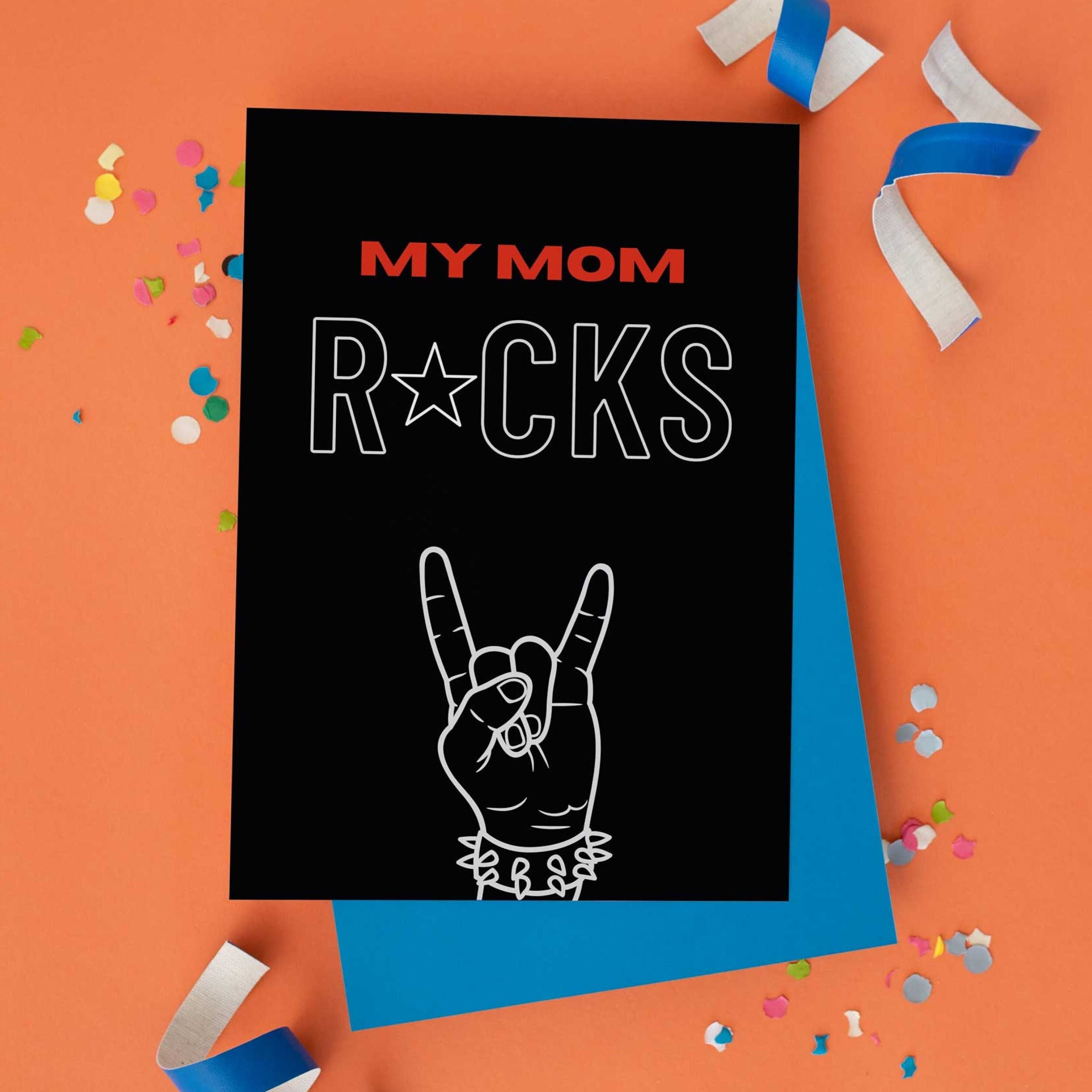 Printable Card My Mom Rocks Instant Download Birthday Gift for Mom and
