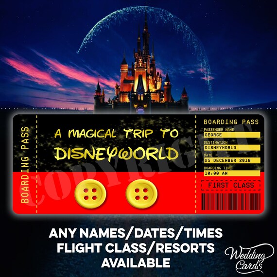 Personalised Disney Flight Ticket Boarding Pass Etsy