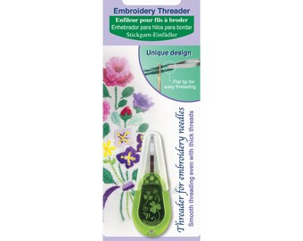 Clover Embroidery Needle Threader from Clover with "flat tip"for easy threading