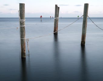 Florida Keys Ocean Photography Print, Atlantic Pilings Wall Art, Minimalist Coastal Decor, Serene Fine Art Photo