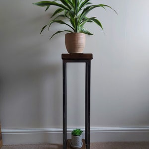 Fergus Handmade Industrial Rustic Plant Stand/ console /Small/side/bedside/lamp table (with bottom shelf)  - steel modern 22.5x22.5cm