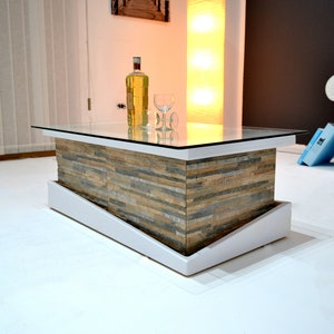 Table basse modèle Stone - plateau verre