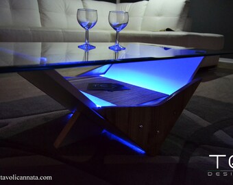 black coffee table with led lights