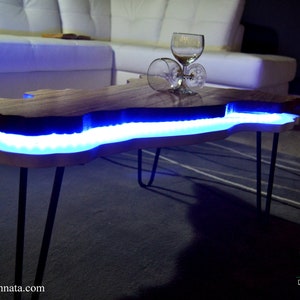 Modern wooden coffee table with led lights - Trinacria model