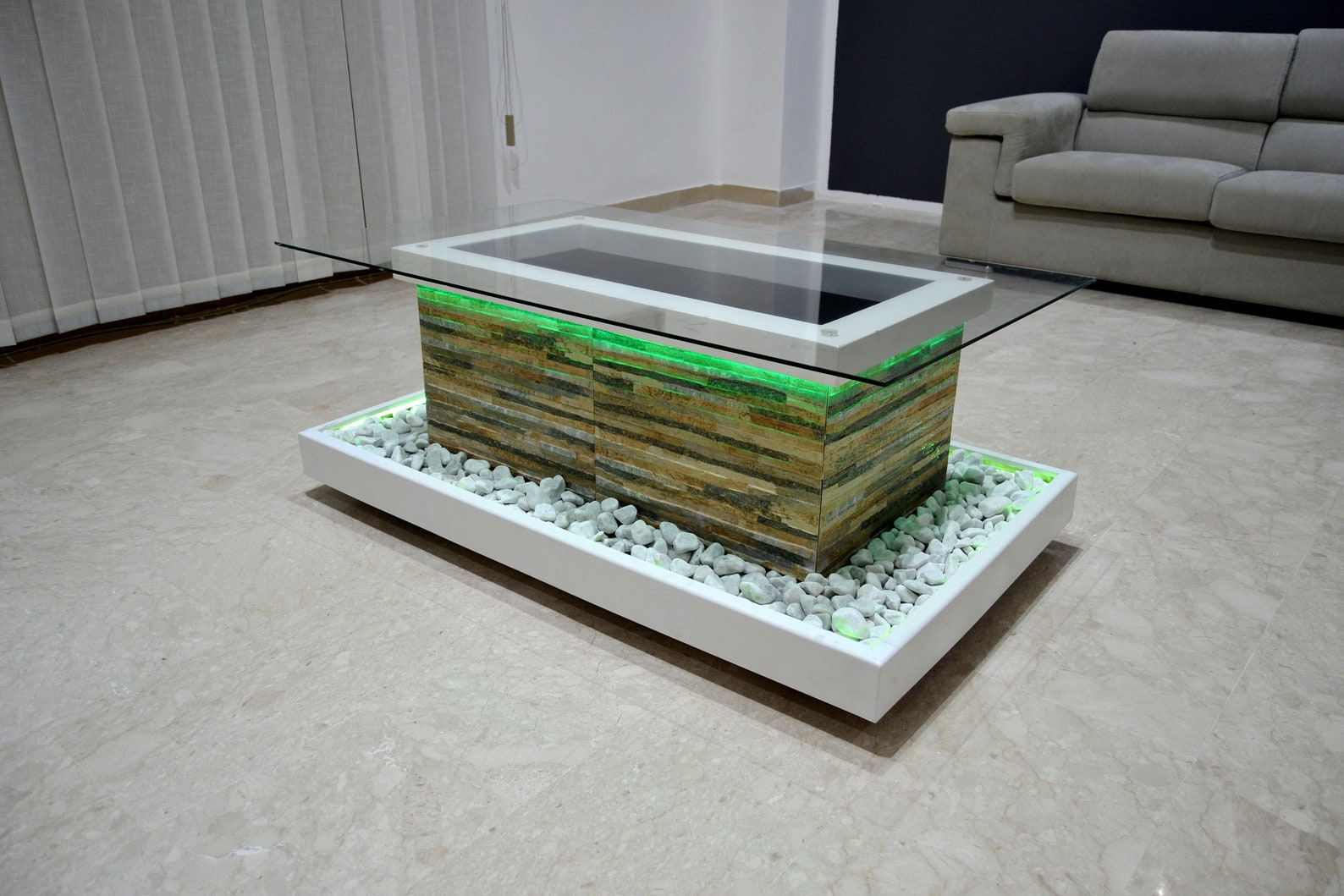 Modern Coffee Table With Integrated Water Fountain Indoor - Etsy