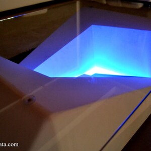 Modern coffee table with led lights in wood and glass Silver model image 4