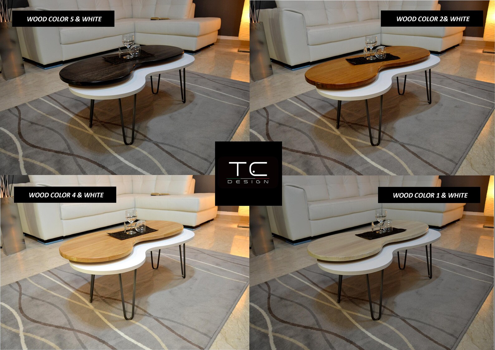 Wooden Modern Coffee Table Unique Living Room Furniture DUO - Etsy