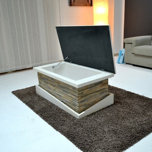 Container coffee table with stone covering