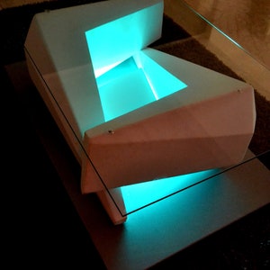 Modern coffee table with led lights in wood and glass Silver model image 8