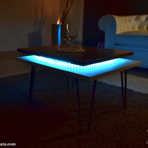 Modern wooden coffee table with led lights - Vision model