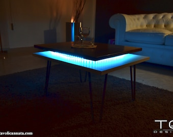 Modern wooden coffee table with led lights - Vision model