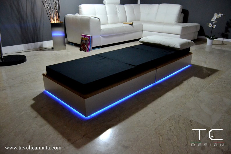 Coffee Table Convertible Into a Guest Bed Modern Design Led Etsy