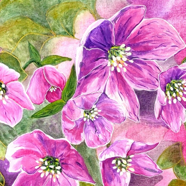 Fiori, tela di pittura acrilica, made in Italy Nina Rapicavoli