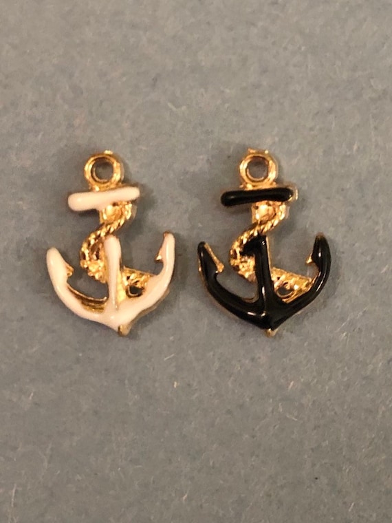 E180 5 Anchor Charms Enamel Silver Tone Assorted Colors
