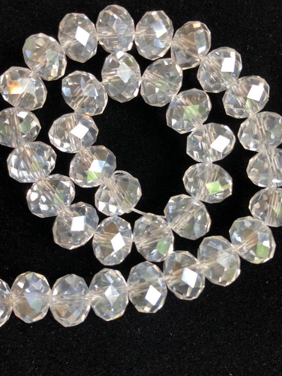 50 Piece Gray AB Color Crystal Glass Faceted Beads Rondelle Jewelry Making 4-8mm