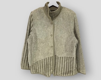 Giacca vintage LIISA Maria con design finlandese a righe, stile boho, casual, da indossare soprabito, taglia M, realizzata in Finlandia.