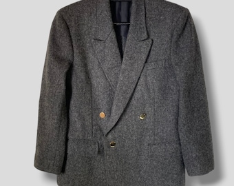 Blazer de lana cruzado vintage Comme des Garcons, diseño preppy, para negocios, informal, ropa de abrigo, traje, abrigo, chaqueta deportiva, gris, talla pequeña