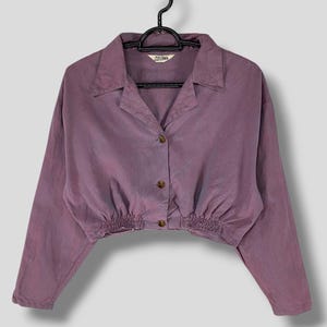 Vintage Jean Paul Gaultier rayon cotton blend cropped blouse designer womenswear casual outfit preppy ivy league satin top size 9
