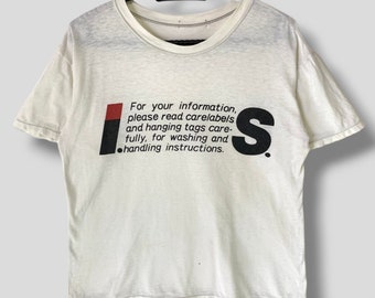 Vintage 90s Issey Miyake iconic care label logo t-shirt collectible designer casual outfit archive tee single stitch white Small