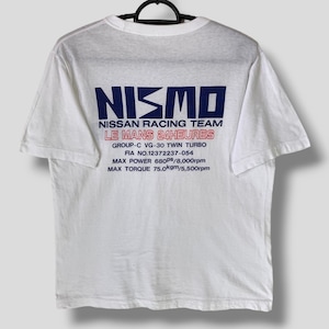 Camiseta vintage Nismo Nissan Racing Team Le Mans Grupo C dos anos 90, camiseta Nissan R90C JDM, camiseta branca de automobilismo com costura única, tamanho médio