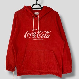 Vintage Coca cola spellout big logo hoodies pullover streetwear red coke sweatshirt 90s coca cola hoodies size Medium