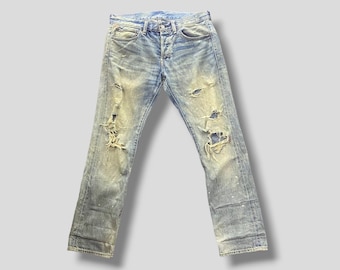 【2plan】Vintage destroyed denim vtg 80s Chic women's High Waist HEAVILY Distressed Destroyed