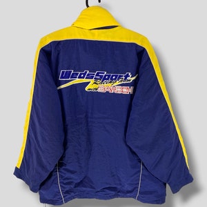Jaqueta vintage WedsSport com logotipo bordado Bandoh, roupa casual esportiva JDM, streetwear, azul grande