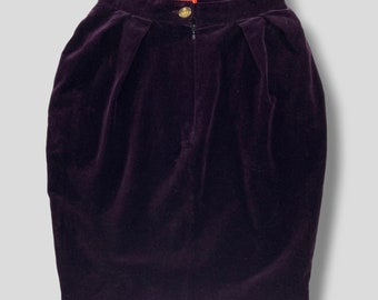 Minifalda vintage de terciopelo magenta icónica de Vivienne Westwood de los años 90, falda de diseñador, estilo punk vanguardista informal, falda lisa, talla 42, hecha en Italia