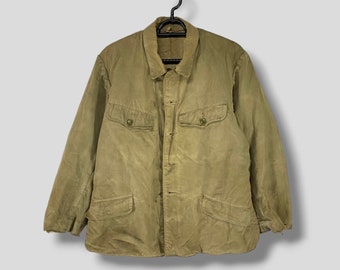 Vintage 40s Japanese distressed work jacket workwear casual outfits outerwear workers field jacket grunge thrashed jacket brown Small