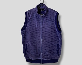 Vintage Rykiel Homme pijama terciopelo chaqueta sin mangas diseñador trajes casuales ropa exterior chaqueta sin mangas chaleco azul Medio