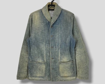 Vintage 40s WWII Denim USN US Navy Shawl Collar Chore Jacket