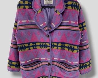 Vintage Pat Hogue Nakamura Fair Isle Navajo Wool Coat Jacket