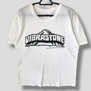 Vintage 90s Vibrastone Dr. Tommy japanese hip hop band shirt SFC music publisher japan indie record company streetwear rap tees white Large