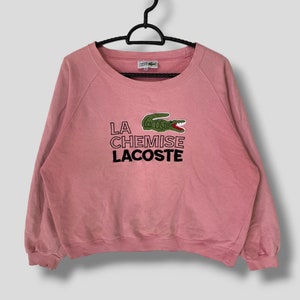 Vintage Lachemise Lacoste besticktes Logo Sweatshirt athletischer Streetwear Pullover Vintage Lacoste großes Logo Pink Pfirsich Rundhalsausschnitt Größe 42