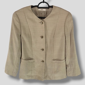 Vintage Daks London single breasted wool silk blend collarless blazer designer business casual outfits outerwear womenswear suits size 11AR