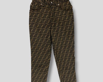 Vintage Fendi zucca monogram pant iconic Italian designer fendi monogram logo trouser women high end pant size 41 Made in Italy