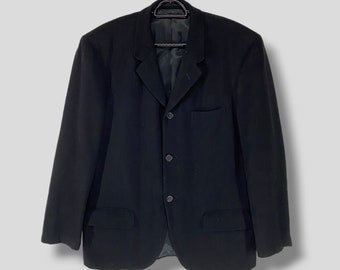 Abrigo de lana vintage Yohji Yamamoto L.Q. Y's para hombre, diseño vanguardista, informal, de un solo pecho, chaqueta deportiva negra, talla pequeña