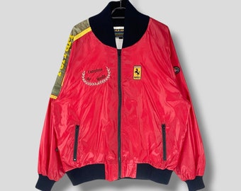 Vintage 80s Style Auto Competition Ferrari Jacket Athletic